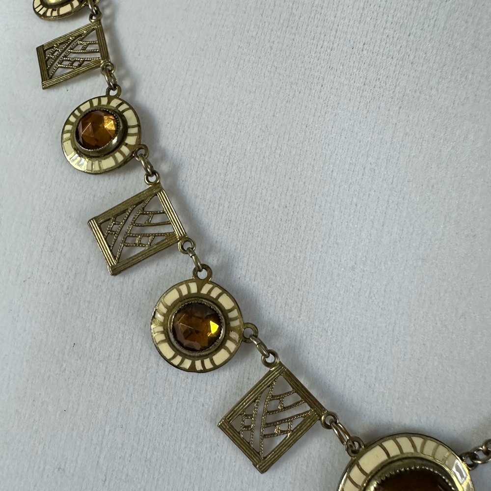 Vintage enamel and gold tone necklace - Picture 3 of 8
